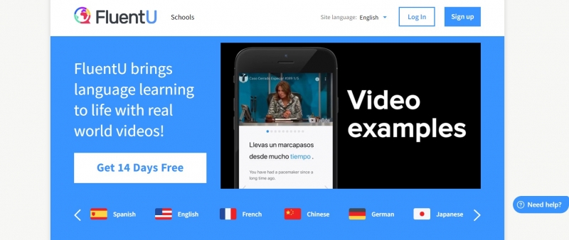 Screenshot of https://www.fluentu.com/