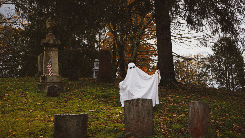 Photo by aiden patrissi on Unsplash: https://unsplash.com/photos/a-ghostly-ghost-in-a-graveyard-with-a-flag-draped-over-it-sMBPb2LGVjo