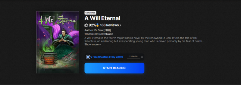 Screenshot of https://www.wuxiaworld.com/novel/a-will-eternal