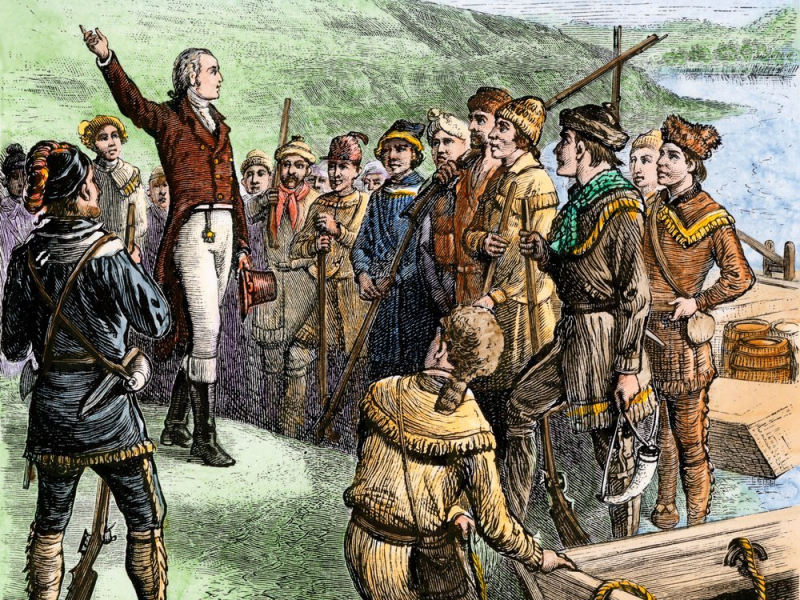 Aaron Burr exhorting his followers at Blennerhassett Island Ohio River 1805  - www.history.com