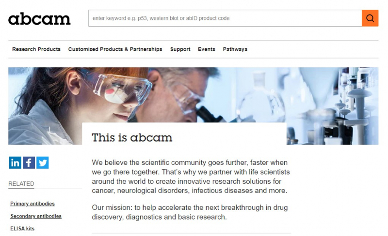 Screenshot of https://www.abcam.com/