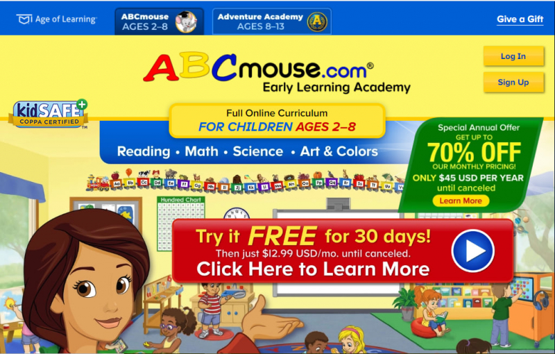 Screenshot of https://www.abcmouse.com/abc/