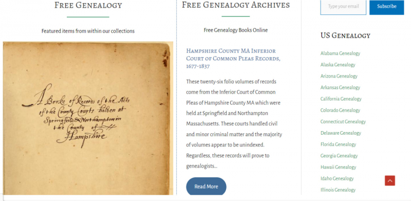 Screenshot of https://accessgenealogy.com/