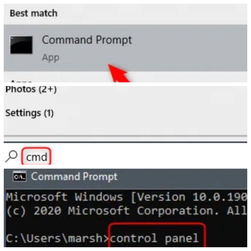 Access the Control Panel via the Command Prompt