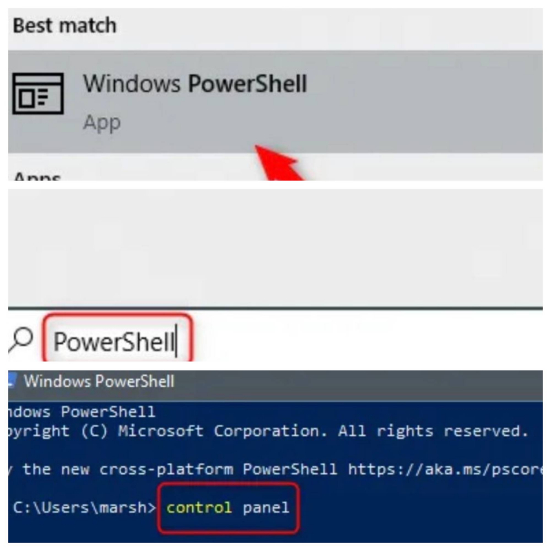 Access the Control Panel via the PowerShell