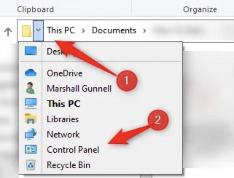 Access the Control Panel via the File Explorer Address Bar