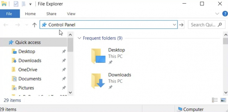 Access the Control Panel via the File Explorer Address Bar