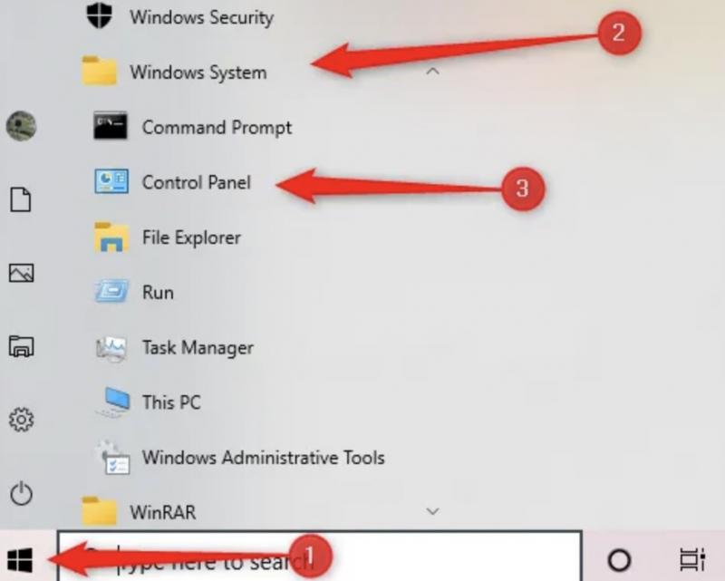 Access the Control Panel via the Windows Start Menu