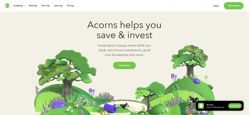 Screenshot of https://www.acorns.com/