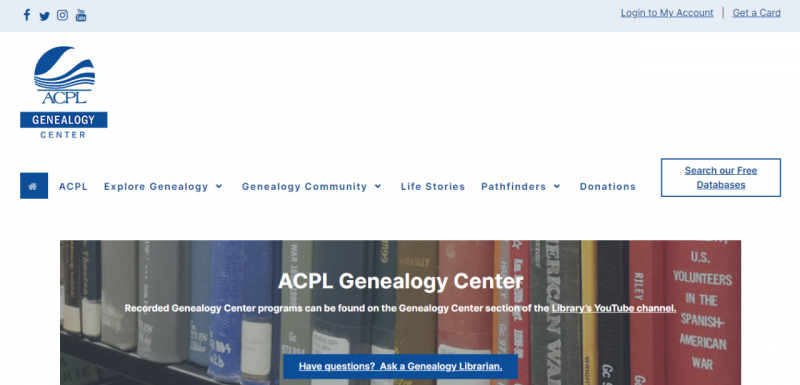 Screenshot of https://acpl.lib.in.us/genealogy
