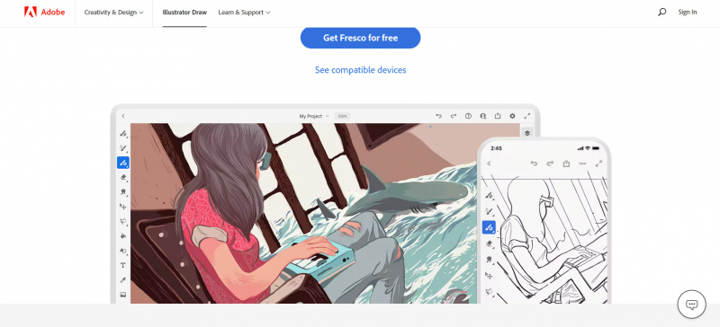 Screenshot of https://www.adobe.com/products/draw.html