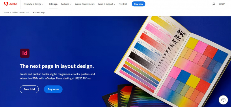 Adobe InDesign's website