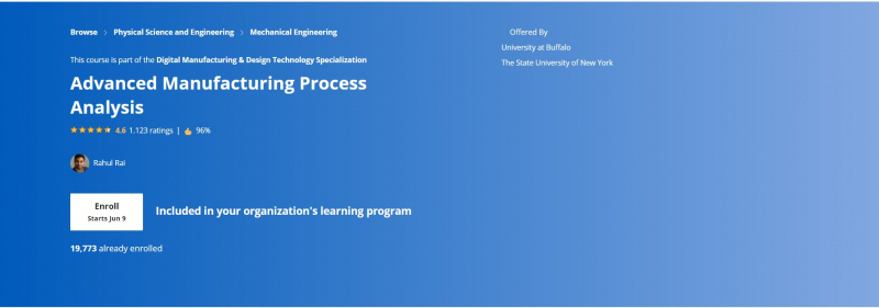 Advanced Manufacturing Process Analysis -Coursera