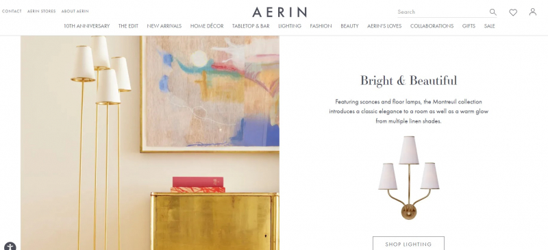 Screenshot of https://www.aerin.com/