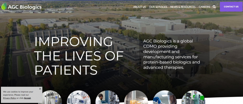 Screenshot of AGC Biologics website