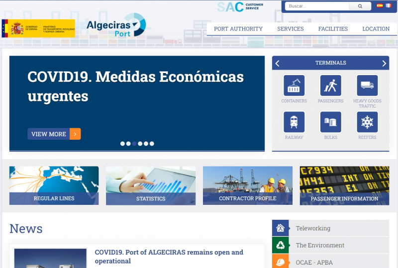 The Port of Algeciras (Spain) Website