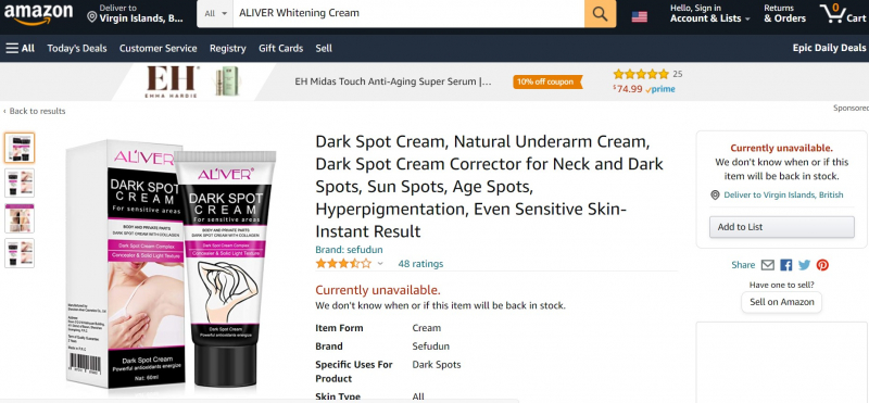 ALIVER Whitening Cream,https://www.amazon.com/