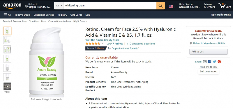 Amara Organics Retinol Cream,https://www.amazon.com/