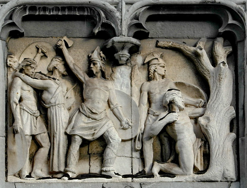 Ambiorix attacking Roman soldiers -en.wikipedia.org