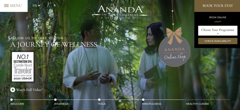 Screenshot of https://www.anandaspa.com/