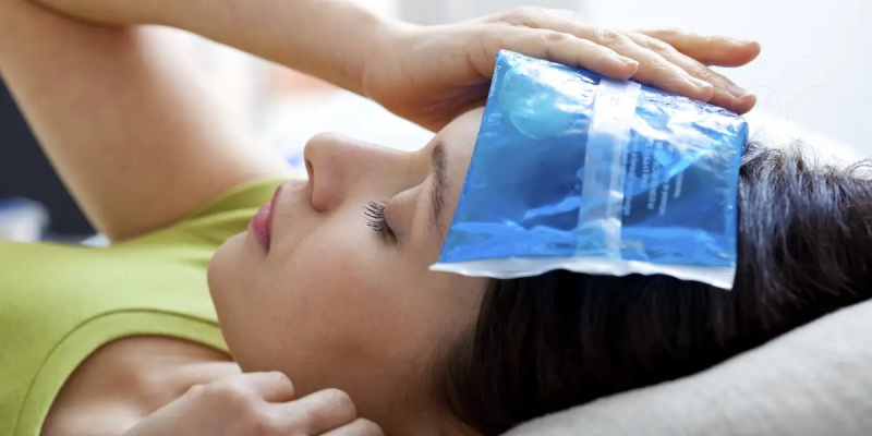 Apply a cold compress to your head or neck