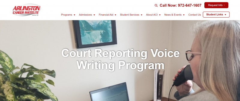 Screenshot of https://www.arlingtoncareerinstitute.edu/court-reporting-voice-writing-program/