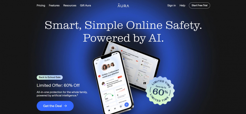 Screenshot of https://www.aura.com/