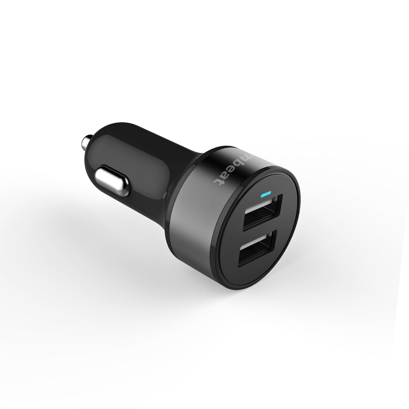 Auto Drive 3.4A Dual USB Ports Car Charger,Visible at Night with LED Indicator,Compatible with Smartphones, Tablets.