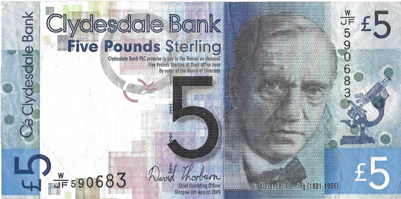 Photo: Image of Alexander Fleming appears on the new 5 Pound notes - numista