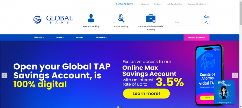 Screenshot of https://www.globalbank.com.pa/en