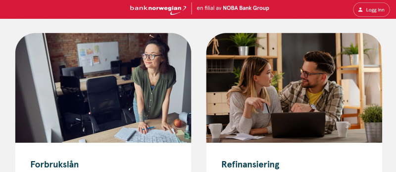 Screenshot of https://www.banknorwegian.com/