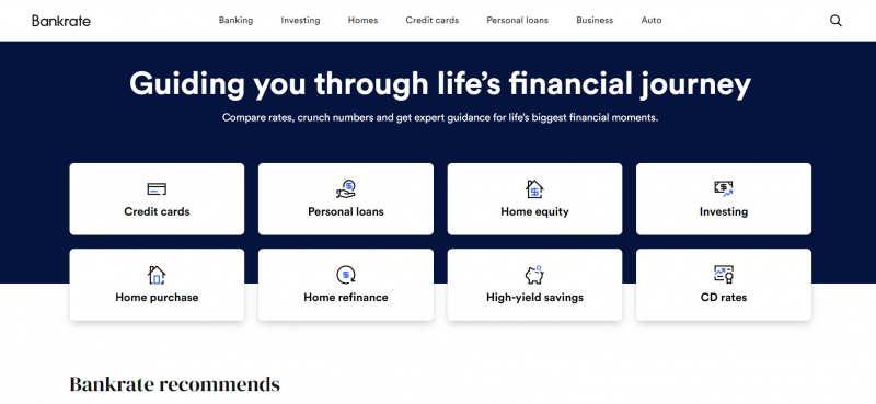 Screenshot of https://www.bankrate.com/