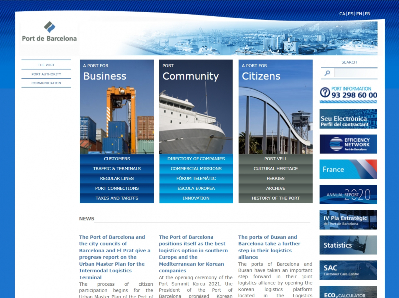 The Port of Barcelona (Spain) Website