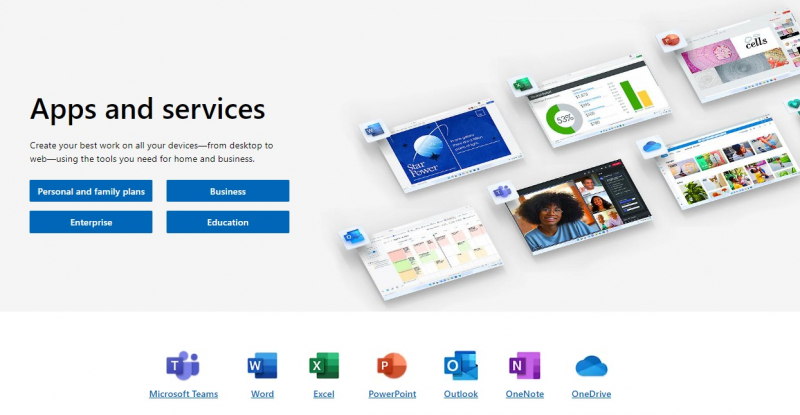 Screenshot of https://www.microsoft.com/en-us/microsoft-365/products-apps-services