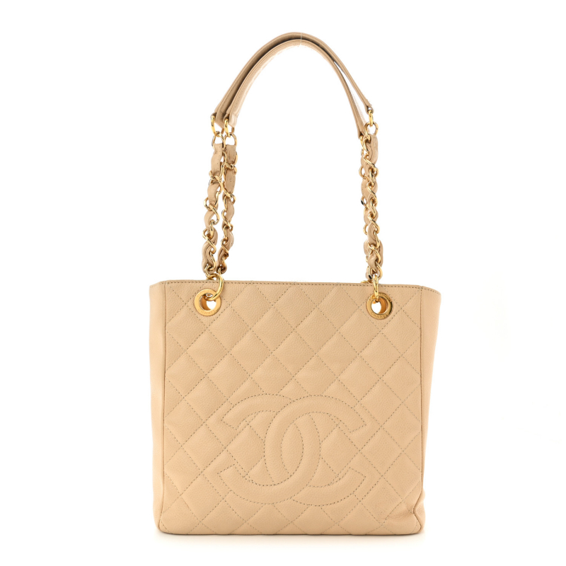 Screenshot of https://www.fashionphile.com/p/chanel-caviar-quilted-petit-shopping-tote-pst-beige-clair-1271844
