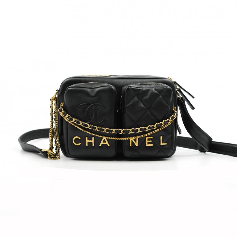 Screenshot of https://cocoapproved.com/products/chanel-quilted-small-camera-case-black-calfskin