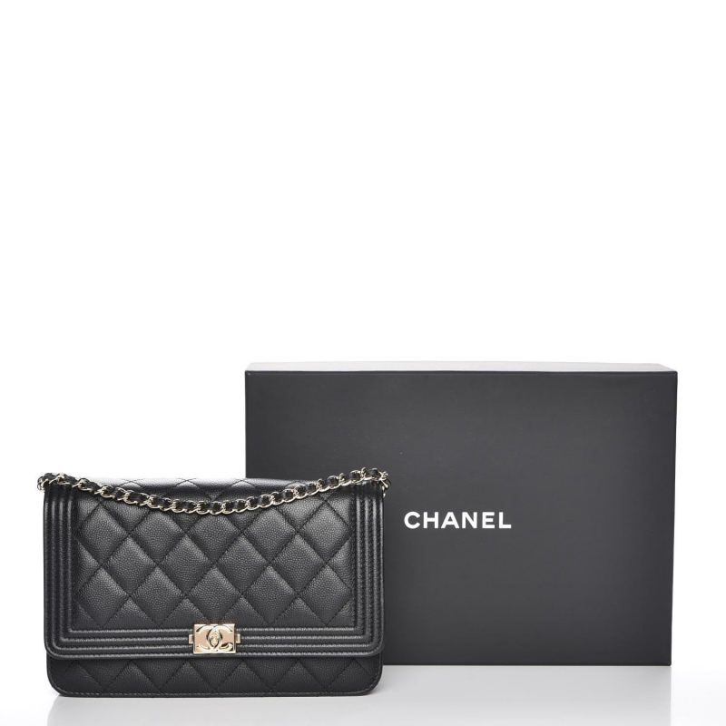 Screenshot of https://www.fashionphile.com/p/chanel-caviar-quilted-boy-wallet-on-chain-woc-black-230591