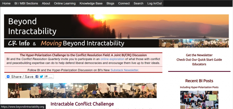 Screenshot of https://www.beyondintractability.org/