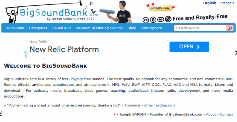 Screenshot of https://bigsoundbank.com/
