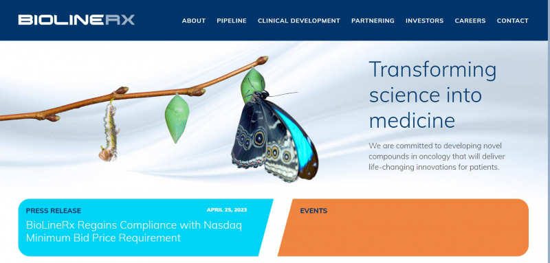 Screenshot of BioLineRx Ltd. website