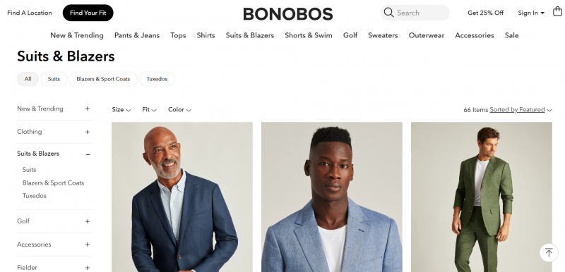 Screenshot of https://bonobos.com/