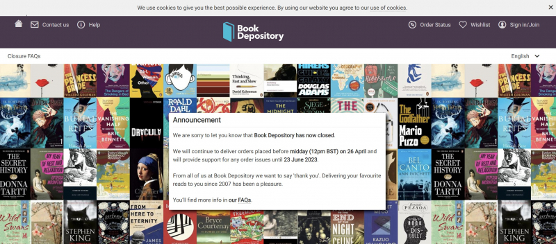 Screenshot of https://www.bookdepository.com/