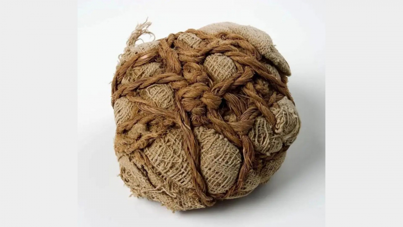 Ancient linen ball from Grave 518 at Tarkhan, Egypt, usually used for Games - Bristol City Museum and Art Gallery