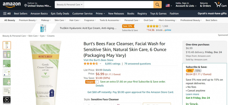Burt’s Bees Sensitive Facial Cleanser,https://www.amazon.com/