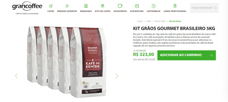 Screenshot of https://store.grancoffee.com.br/kit-graos-gourmet-brasileiro-5kg/p