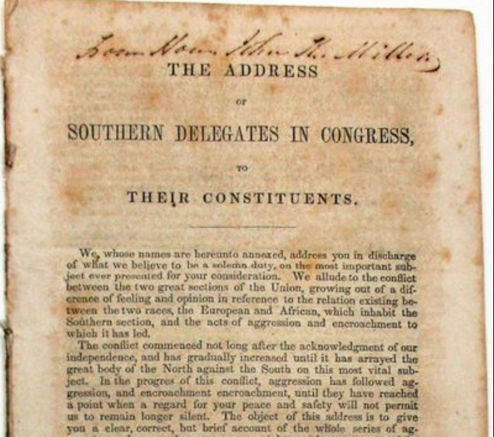 The Address of the Southern Delegates in Congress, to Their Constituents -Photo: abaa.org