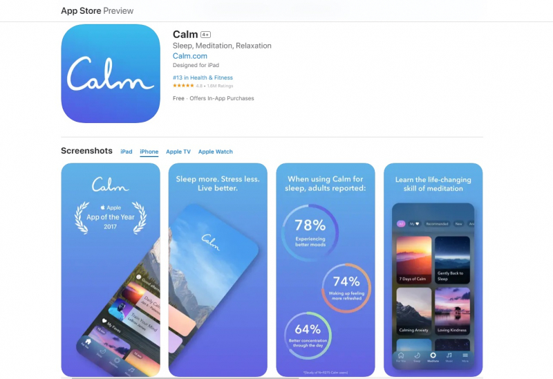 Screenshot of https://apps.apple.com/us/app/calm/id571800810?platform=iphone