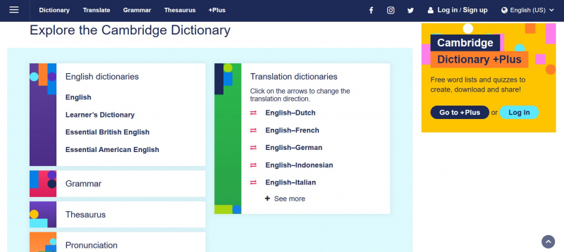 Screenshot of https://dictionary.cambridge.org/