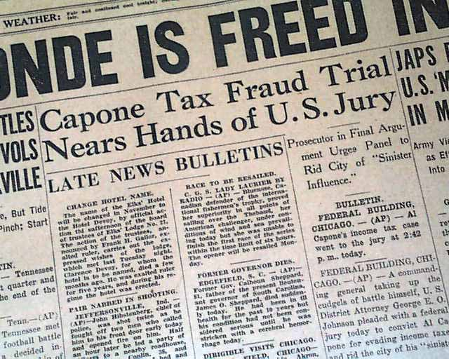 Photo:  WorthPoint - Newspaper article of Al Capone