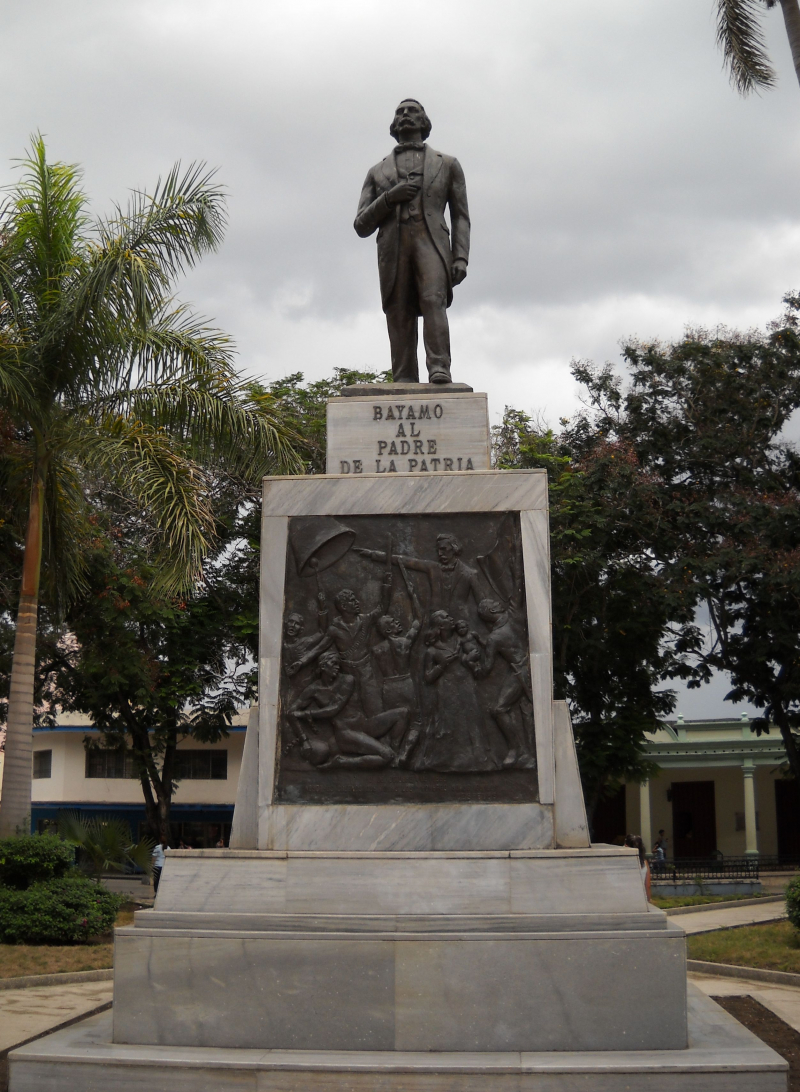 Statue of Carlos Manuel de Cespedes in Cespedes Park in Bayamo -en.wikipedia.org